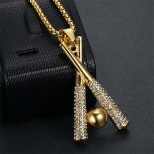 Wholesale Stainless Steel Jewelry Full Diamond <b>Baseball</b> <b>Bat</b> Necklace - Product Image 4