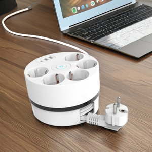EU Modern Power Strip 5 AC Outlets 1 <b>USB</b>-<b>C</b> 2 <b>USB</b>-A Quick Charging Socket 1.5m/3m Power Cord 16A Current Smart Home - Product Image 1
