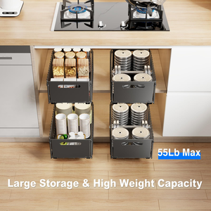 Pull-Out Sink Three-Layer Adjustable Height Sliding <b>Shelf</b> Rubber European Style Bathroom Cabinet Storage Organizer Black White - Product Image 4