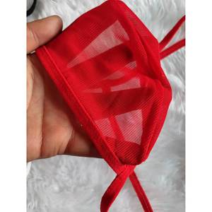 Sous-vêtements pour hommes sexy en maille, string en U, taille basse, respirant, rouge, en polyester - Product Image 4
