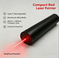 Pointeur laser rouge compact rechargeable par type-C en alliage d'aluminium 22x100mm, mini indicateur laser pour présentation PowerPoint