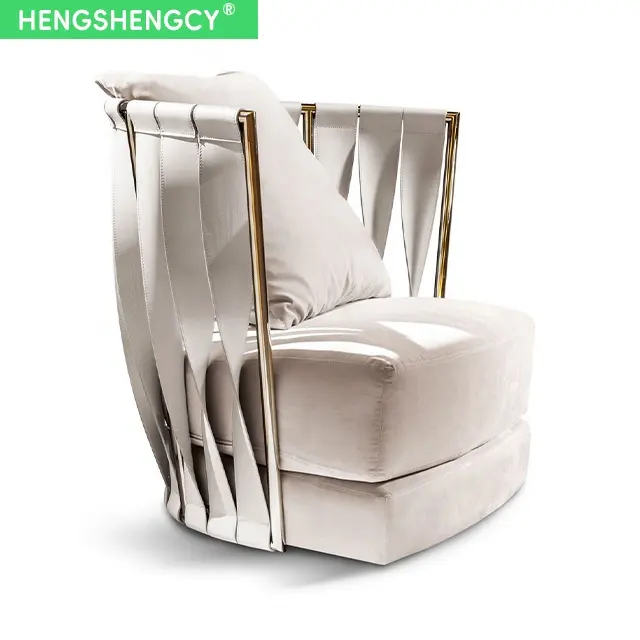 Modern mobilya tasarımı lüks İtalyan tek kanepe sandalyeler kadife kumaş Metal çerçeve ile oturma odası sandalyeleri