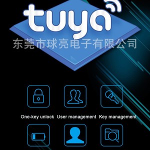 Qleung Smart <b>Lock</b> Black Fingerprint App <b>Key</b> Unlocking Door Handle S607-2 - Product Image 5