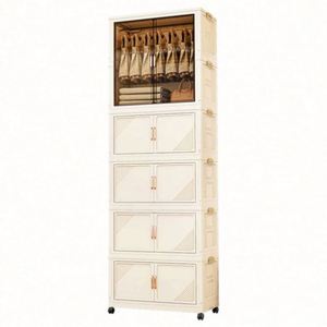 Haogle Multi-layer Folding Plastic <b>Stackable</b> Children's Bedroom <b>Wardrobe</b> 3-Layer Double Door Space Saving Modern Home Furniture - Product Image 5
