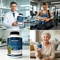 Capsules de Berbérine HCl 1200mg enrichies en cannelle de Ceylan pure pour soutenir la santé immunitaire, végétaliennes, personnalisation OEM disponible