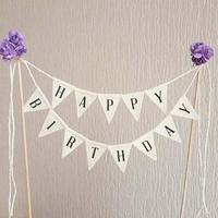 Nouveau gâteau drapeau Topper cuisson décoration outils bois Gadgets papier bonne fête anniversaire décor avec lettre motif