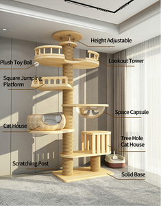 Árbol para Gatos Grande de Piso a Techo Ajustable, Rascador de Sisal de Madera, Mueble Duradero para Gatos, Árbol para Gatos de Interior para Escalar - Product Image 5