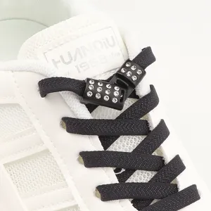 Free Samples Magnetic Buckle Shoelace Flat Elastic Shoe Laces Sneakers No Tie Shoelaces Lazy Rhinestone Magnetic Shoelace