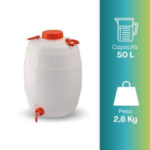 Barril de Plástico de 50 Litros con Grifo y Asa, Contenedor para Almacenamiento de Alimentos, Altura 56 cm, Diámetro 39 cm - Product Image 3