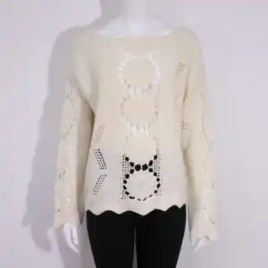 Knitwear Manufacturers White Crochet Overpull Ladies Custom Casual Hollow Knit Blouses