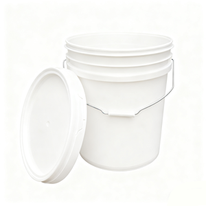 Toptan 0.5L 500ml 0.5 Quart Beyaz Mavi Plastik <span class=keywords><strong>Mini</strong></span> Kova Kapaklı ve Metal Saplı - Product Image 2