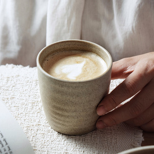 <span class=keywords><strong>Tasse</strong></span> <span class=keywords><strong>en</strong></span> céramique mouchetée aux tons terreux, gobelet à fond plat fileté pour café, thé, maison, cuisine - Product Image 4