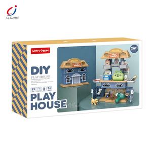 <span class=keywords><strong>Jouet</strong></span> de villa en plastique <span class=keywords><strong>pour</strong></span> enfants, 2 en 1, jeux <span class=keywords><strong>pour</strong></span> bébés, maison, faire semblant de entretenir les animaux de compagnie, diy, nouveau - Product Image 4