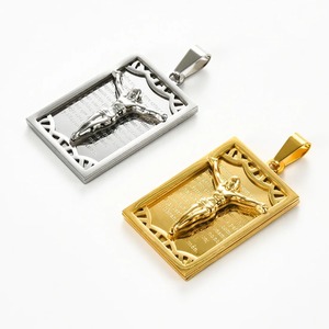 Sunling 1Pc Stainless Steel Vintage Christian Jesus <b>Dog</b> <b>Tag</b> Pendant Unisex <b>Men</b> Silver Gold Color Religious Symbolic Fine Jewelry - Product Image 3
