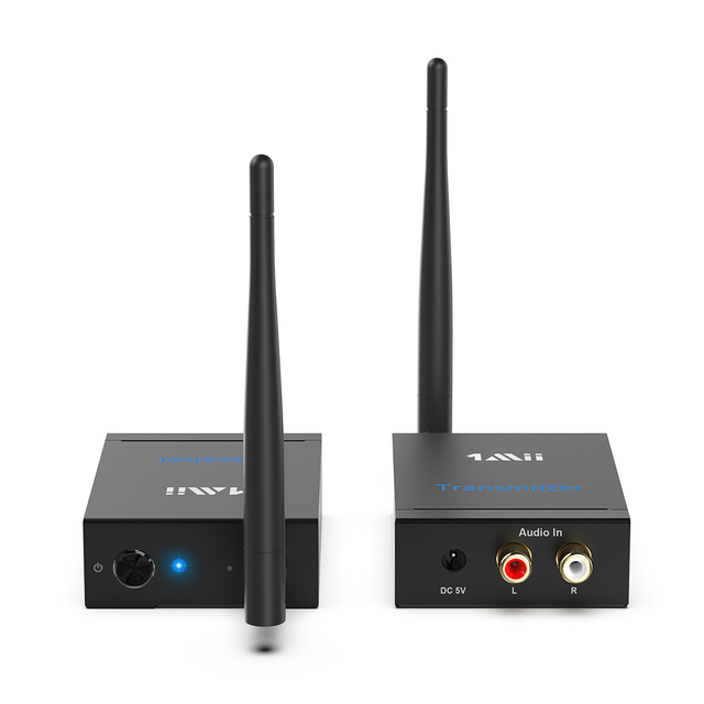 1Mii RT5066 2.4GHz Wireless Audio Transmitter and Receiver 328ft Long Distance Low Latency TX+RX Set for TV Speaker Home Audio