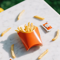 Boîte à frites Boîte d'emballage pour croustilles Fournisseur de papier couché Papier kraft jetable de haute qualité alimentaire
