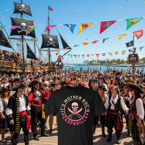 Camiseta promocional unisex de manga corta con cuello redondo del Festival Pirata de la Calavera de la Madre Buc'n Gasparilla - Product Image 3