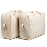 Sacs de rangement en coton doux avec fermeture éclair, organisateur de couette épaisse et respirante, quatre poignées de transport et fenêtre
