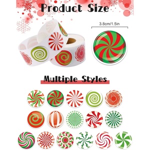 Etiquetas Adhesivas Navideñas <span class=keywords><strong>Kalolary</strong></span>, 16 Diseños, Etiquetas Redondas Adhesivas para Navidad, Sellos Decorativos Coloridos para Sobres Navideños - Product Image 2
