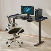 Bureau d'ordinateur pour jeux vidéo réglable en hauteur avec éclairage ambiant et structure métallique fabriqué en Chine