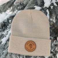 Casquette en tricot 100% acrylique avec logo en cuir personnalisé par le fabricant, bonnet pour homme, femme et enfant, chapeau chaud d'hiver