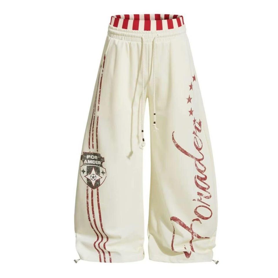 American Retro Three-Stripe Garment-Dyed Wide-Leg Sweatpants