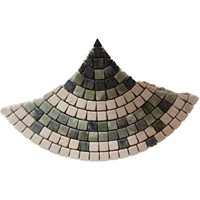 Mosaïque de marbre personnalisée en onyx vert Ming en forme d'éventail, motif écaille de poisson, pour revêtement mural et sol de salle de bain