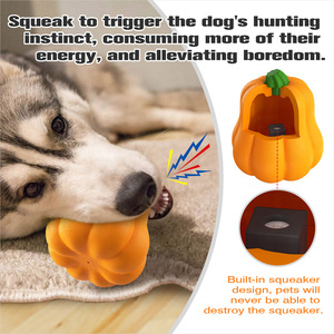 Pumpkin Shape <b>Dog</b> Chew Toy Orange Plastic Squeaker Boredom Buster for <b>Dogs</b> Halloween Fun Style - Product Image 3