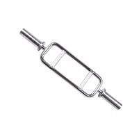 Barre de triceps filetée en acier inoxydable chromé avec colliers de verrouillage étoilés, barre de musculation antidérapante durable Merrybody