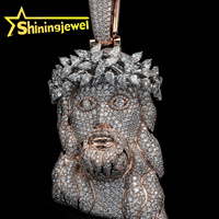 Pendentif Tête de Jésus Personnalisé 2,5 Pouces, Bijou Iced Out en Argent 925, Breloque Iced Out, Pendentif Hip Hop Moissanite, Bijou de Rappeur