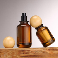 Botol Semprot Parfum Kaca Mewah Warna Amber Ukuran 30 ml 50ml 100ml yang Dapat Disesuaikan