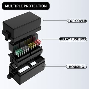 Caja de Fusibles y Relés Impermeable de 12V, 12 Fusibles ATO/ATC y 4 Relés con Arnés Precableado para Uso Marino y Automotriz - Product Image 4