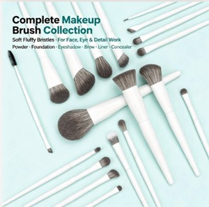 DailyQueen 19 Pinceaux de <span class=keywords><strong>Maquillage</strong></span> en Bois Blanc de Luxe, Poils Synthétiques Doux pour le <span class=keywords><strong>Maquillage</strong></span> Complet du Visage <span class=keywords><strong>et</strong></span> des Yeux, Logo Personnalisé Accepté - Product Image 3