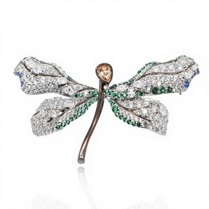 Broche de luxe en argent sterling 925 avec zircon, motif papillon délicat, bijoux de mode pour femmes, pour mariage, fête, fiançailles ou cadeau - Product Image 1