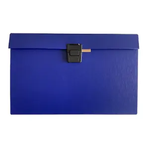 Wholesale custom Leatherette Paper Expandable Accordion Organizer Case 19 Pockets Portable Handing File Folder Blue
