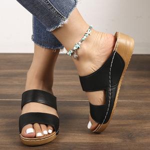 Sandalias de cuña QF1 con punta abierta para mujer, novedad de verano, con plataforma gruesa y diseño de boca de pez - Product Image 2