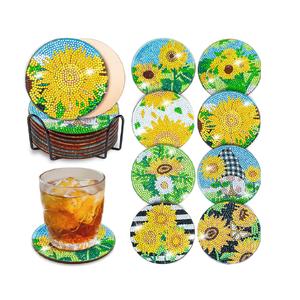 ที่รองแก้วจิตรกรรม 8 ชิ้นพร้อมผู้ถือ,เริ่มต้น DIY 5D เพชรชุดศิลปะที่รองแก้วจิตรกรรมเพชร - Product Image 5