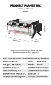 T&Z KT3-3 Cafetera Espresso Comercial Semiautomática de 3 Grupos con Garantía de 1 Año, Caldera Múltiple, Pre-KT3-3 Electrónica - Product Image 2