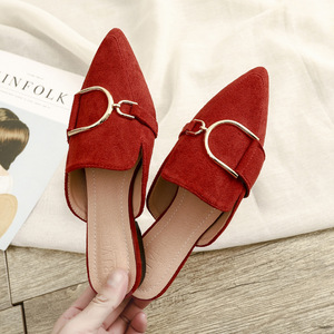 Nuevas Pantuflas de Punta Puntiaguda para <span class=keywords><strong>Mujer</strong></span>, Mules de Gamuza para Exteriores, <span class=keywords><strong>Zapatos</strong></span> Planos de Moda Casual para <span class=keywords><strong>Mujer</strong></span> - Product Image 2