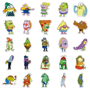 51 pz adesivo per telefono con fondo Bikini dipinto a mano con fondo e passante in stile cartone animato carino brutto pesce adesivo decorativo impermeabile per cellulare - Product Image 3