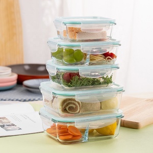 Bán Buôn 3-Mảnh Màu Hồng Kín Bữa Ăn Prep Lưu Trữ Thực Phẩm Container Set Lò Vi Sóng Máy Rửa Chén An Toàn Thủy Tinh Bento Hộp Tiffin Hộp - Product Image 1