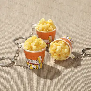 cinema amusement park freebies for kids artificial mini popcorn keychain for shopping mall thank you gift