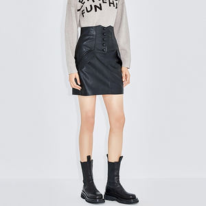 Falda corta roja caliente de cintura alta de diseño de moda 2317, falda de <span class=keywords><strong>cuero</strong></span> genuino multicolor, <span class=keywords><strong>minifalda</strong></span> de piel de oveja - Product Image 6