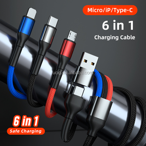 Cable USB Trenzado de Nailon 6 en 1, Cable de Carga Directa 3, 4 y 5 en 1 para <span class=keywords><strong>iPhone</strong></span> <span class=keywords><strong>12</strong></span>, 13, 14, 15, 16 <span class=keywords><strong>Pro</strong></span> <span class=keywords><strong>Max</strong></span>, iWatch y <span class=keywords><strong>Airpods</strong></span> - Product Image 6