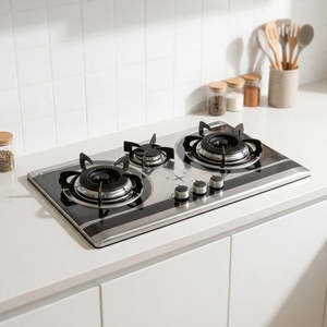 Cuisinière à <span class=keywords><strong>gaz</strong></span> encastrable 3 brûleurs en acier inoxydable pour usage domestique, compatible GPL – Approvisionnement direct usine - Product Image 2
