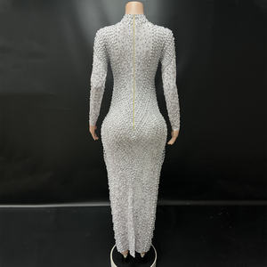 Novance Y4977 abiti all'ingrosso abiti formali abiti da sera <span class=keywords><strong>lunghi</strong></span> perle bianche abito <span class=keywords><strong>per</strong></span> festa di nozze Costume <span class=keywords><strong>per</strong></span> cantante - Product Image 3