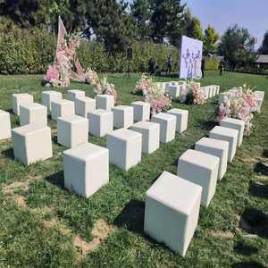 Housse de <span class=keywords><strong>chaise</strong></span> moderne carrée blanche/noire élastique anti-poussière pour tabouret grillé d'exposition de mariage <span class=keywords><strong>Design</strong></span> simple et lavable - Product Image 5