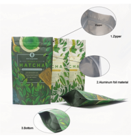 Sachets personnalisés refermables en plastique de qualité alimentaire pour emballage de thé réutilisable