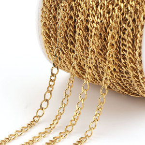 Cadenas de Acero Inoxidable Chapadas en Oro de 18K para la Fabricación de Collares de Moda, Cadena Figaro de Acero Inoxidable al por Mayor - Product Image 1