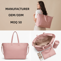 Sac à langer tout-en-un en cuir PU pour maman, fabriqué par un fabricant OEM, avec matelas à langer et porte-biberon isotherme